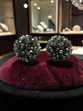Sassy Jones Malia Silver Cluster Beaded Button Earrings